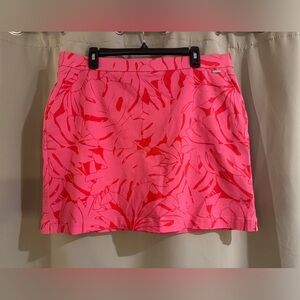 Rafaella Pink Leaf Print Mini Skirt with built in shorts